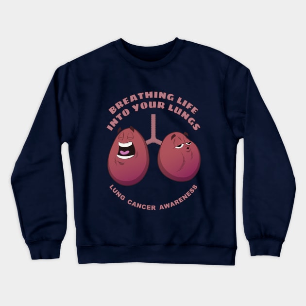 Breathing Life - Lung Cancer Awareness Crewneck Sweatshirt by Art Focus